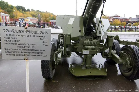Артиллерийское орудие 2А36 в музейной экспозиции. Фото: Nucl0id, CC BY-SA 3.0.